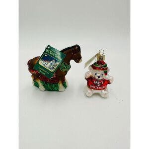 Old World Christmas Clydesdale Ornament 1st Bear 12255 Glass Blown Holiday
